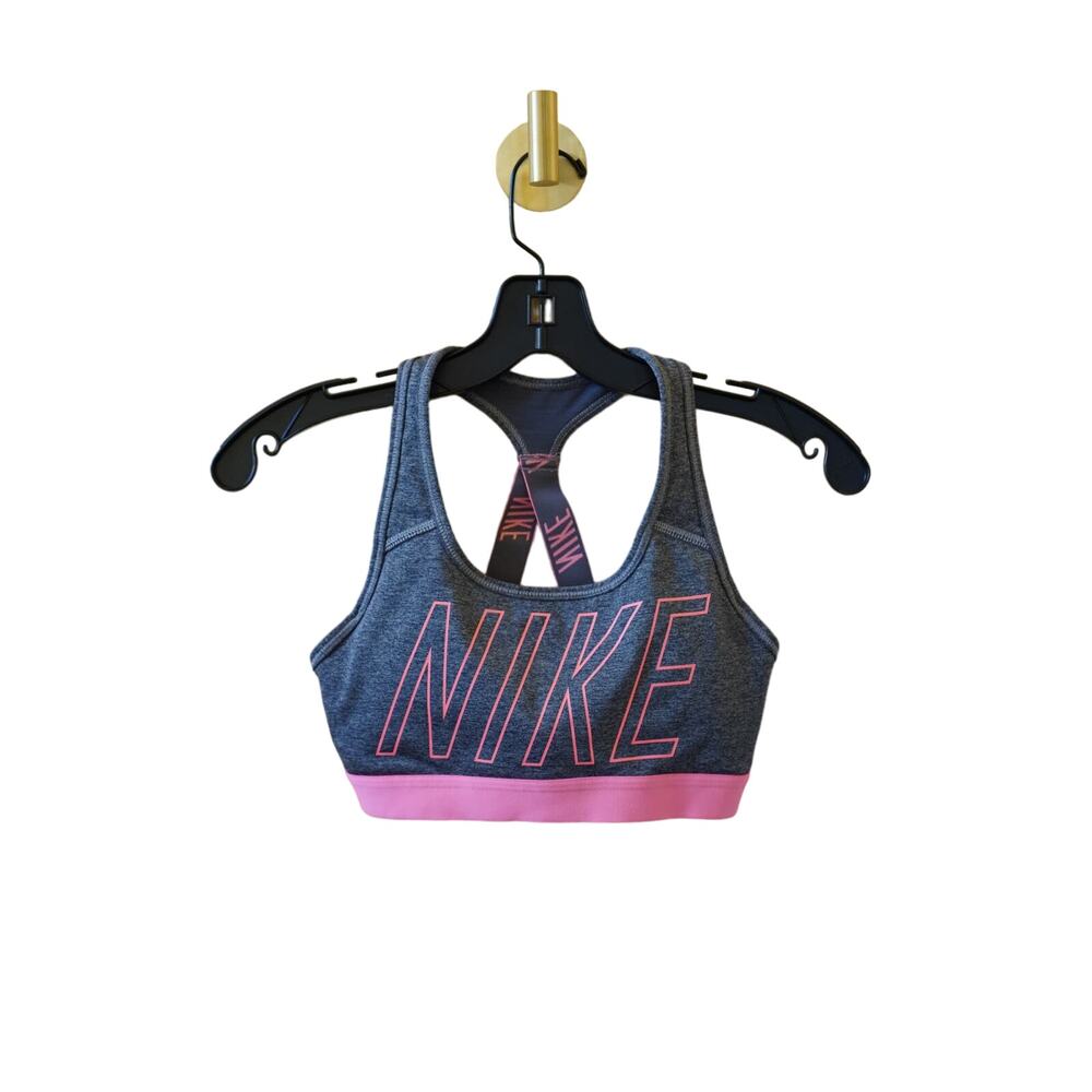 Nike Retro Criss Cross Sports Bra Top Grey Pink Size Small